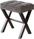 Royal Windsor Vanity Stool,Square Ottoman Stool Foot Rest,Upholstered Vanity Chair Foot Stool with Metal X Legs, Small Vanity seat for Entryway,Bedroom and Living Room,Linen Dark Grey