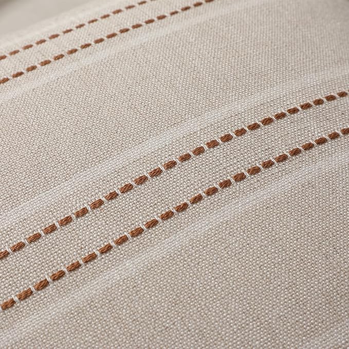 Hckot Fall Throw Pillow Covers 24x24 Set of 2 Striped Rust Pillow Covers Textured Linen Decorative Pillows Square Cushion Covers for Sofa Couch Bed Living Room Farmhouse Decor(Caramel)