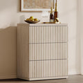 SICOTAS Modern Sideboard Buffet Cabinet, Fluted Credenza Storage Cabinet with 3 Larger Drawers, Mid Century Media Console Coffee Bar Table for Dining Room Hallway Kitchen, White Alder