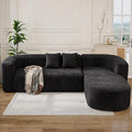 109.4" Sectional Couch with L-Shaped Chaise, Boneless Modular Sectional Sofa, Soft Chenille Sofa with Deep Seat for Living Room, No Assembly (Right-Facing Chaise, Black) | Breaathable Material
