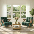 Modern Accent Chair Set of 2 for Living Room Bedroom,Comfy Chenille Reading Chair with Wood Frame,Upholstered Lounge Armchair with Thick High-Elastic Sponge for Apartment & Waiting Room(Green,2)