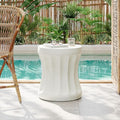 KEVINSPACE Small Side Coffee Table Outdoor MGO Round End Living Room Accent Sofa Bedside Couch Table Bedroom Apartment Indoor 15.75" W x18 H Antique White