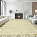 Garvee Scalloped 10x13 Area Rugs for Living Room Large Washable Rugs,Neutral Solid Rug Stain Resistant Non Slip Floor Mat Carpet Indoor Accent Rug for Bedroom Dining Room Playroom Home Decor,Beige