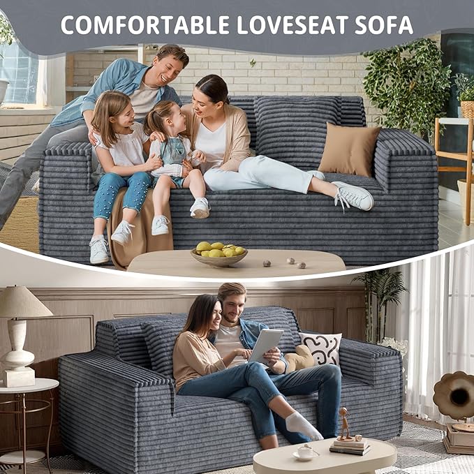 Luxanimarion 75'' Modern Loveseat Sofa, No Assembly Required Comfy Deep Seat Couches 1 pcs for Living Room, Bedroom, Apartment