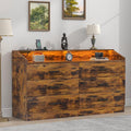 Gyfimoie 6 Drawer Dresser with Power Outlet, Chest of Drawers with LED Light, Modern Dresser with Open Storage Cubby, Double Wide Dressers Organizer for Bedroom, Living Room, Entryway, Hallway