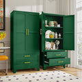 GAIOUS Steel Pantry Cabinet, 71" Metal Storage Cabinets with 2 Doors, 2 Adjustable Shelf and 2 Drawers, Freestanding Storage Cabinet for Bedroom, Kitchen, Home Office (Green)