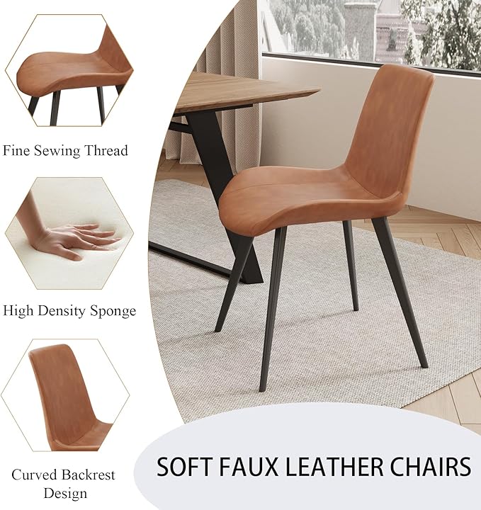 ZckyCine Extendable Dining Table Set for 6, 51–67 Inch Modern Dining Table with 6 PU Leather Chairs, Light Walnut Rectangular Expandable Kitchen Table with Metal Legs