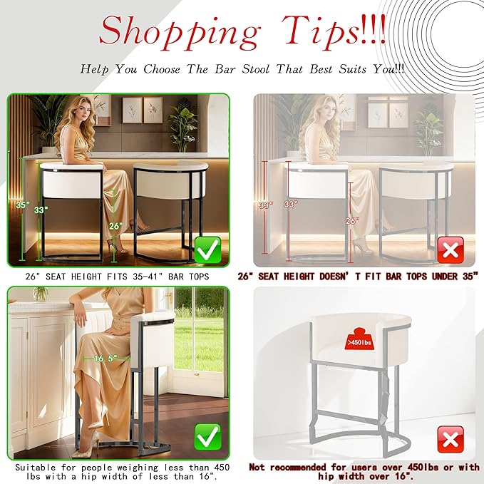 Modern Counter Height Bar Stools,Bar Stools Set of 3,Fabric Upholstered Barrel Barstools with Backs and Arms,26'' Kitchen Island Chairs,Metal Black Frames,Beige White Linen