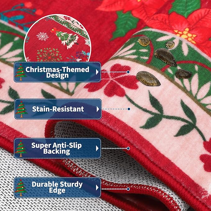Garvee 2x6 Christmas Long Hallway Runner Rug Boho Xmas Kitchen Runner Rug Washable Carpet Decorative Romance Throw Rugs Non-Slip Area Rug for Bedroom Living Room Kitchen Nursery, Red
