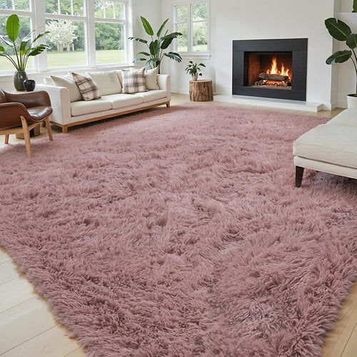 8x10 Area Rugs for Living Room Bedroom, Large Area Rug Shaggy Carpet Soft Plush Furry Bedside Rug, Rugs for Home Decor (Blush, 8 x 10)