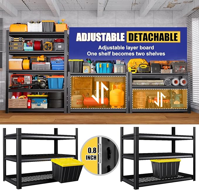 Garage Shelving-3500 lbs 5 Tier Storage Shelves,Adjustable Heavy Duty Metal Shelving Unit and Storage Large Wire Rack,Utility Steel Shelf for Warehouse Industrial Pantry Basement -72"x59"x19.7",Black