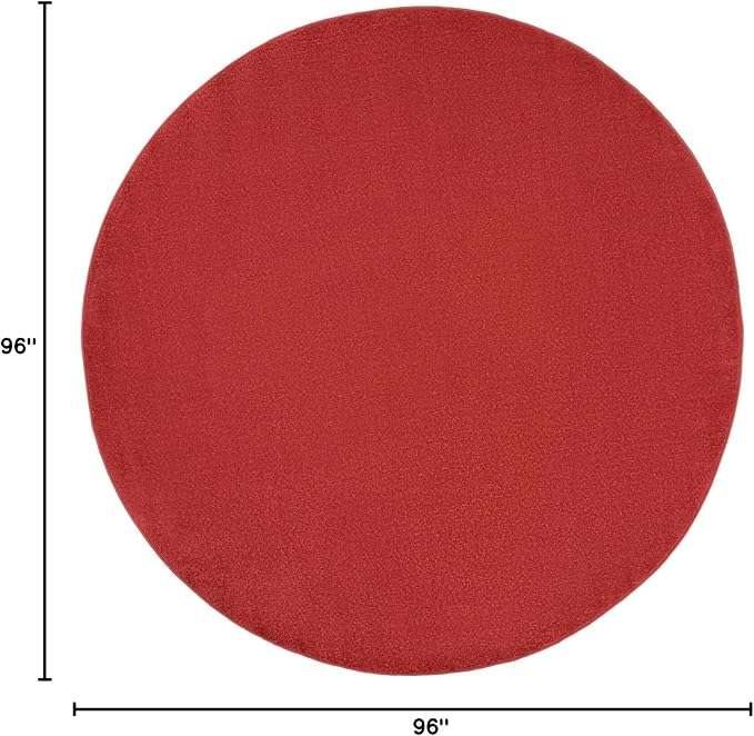 Nourison Home Nourison Essentials Brick Red 8' x Round Area Rug - Easy Clean, Non Shedding, Bed Room, Living Room, Dining Room, Kitchen (8' x Round)