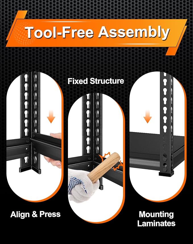 Metal Garage Shelving for Storage - 48'' W 2,500 Lbs Heavy Duty 5 Tier Utility Shelves Freestanding - Adjustable Rack Units for Basement Pantry Kitchen - 48" W x 18" D x 78" H Black