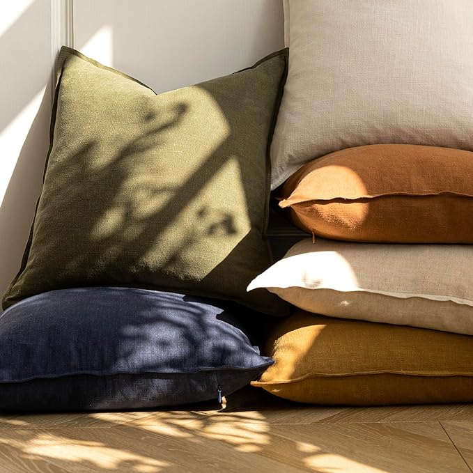 Foindtower Pack of 2, Decorative Linen Soild Throw Pillow Covers Soft Accent Lumbar Cushion Case Boho Farmhouse Pillowcase for Couch Sofa Bedroom Living Room Home Decor 12 x 20 Inch Honey Mustard