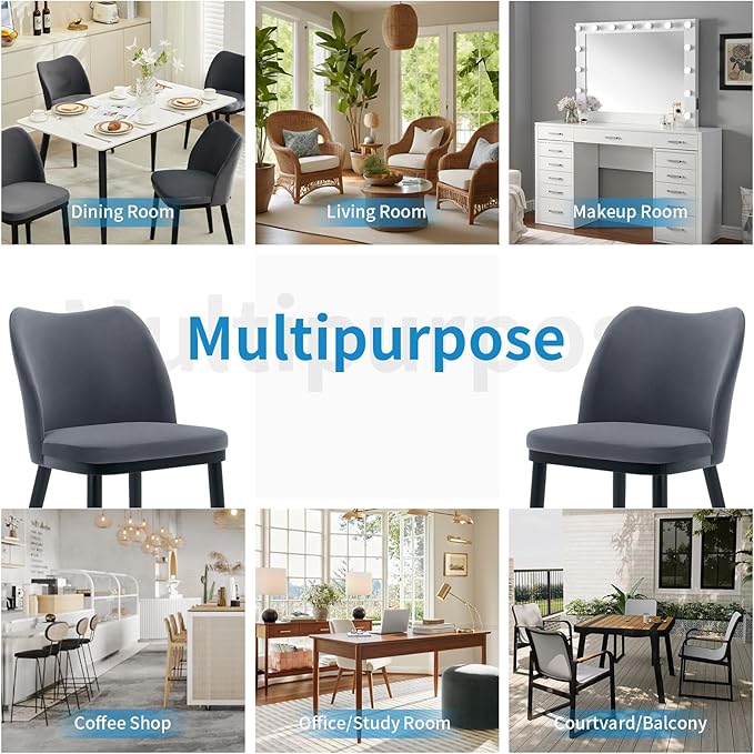 GarveeHome Wooden Dining Chairs Set of 6, Upholstered Kitchen Dining Room Chairs with Padded Seat and Wood Legs, Modern Fabric Side Dinner Chair for Kitchen, Dining Room, Restaurant, Cafe