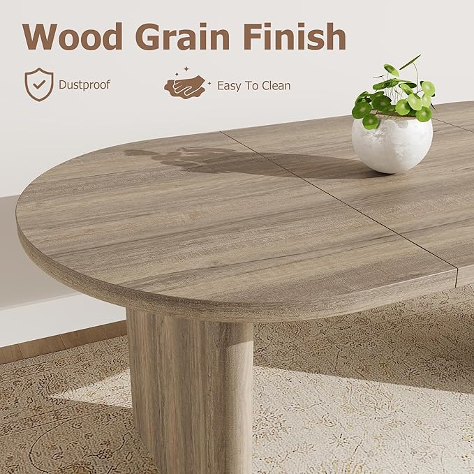 GarveeHome Oval Dining Table for 6-8 People, Long Large Kitchen Table with Thick Sturdy Wooden Base, Farmhouse Dining Room Table for for Kitchen, Living Room, Office (70.87" Long,Rustic Pear)