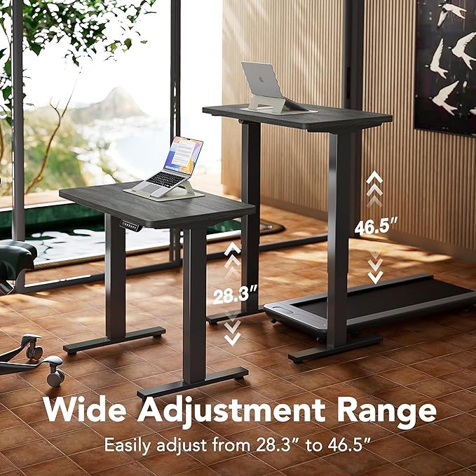 HUANUO Electric Standing Desk, 40 x 24 Inch Height Adjustable Computer Desk with Storage Bag, 4 Height Memory Settings, Sit Stand Up Desk for Home Office, Grey