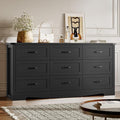BORNOON 9-Drawer Dresser for Bedroom, Modern Wooden Chest of Drawers with Metal Handles, Anti-Tipping Design, Sturdy and Stable Storage Organizer for Living Room, Entryway, Home Office