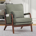 ANJ Mid Century Modern Accent Chair, Lounge Reading Armchair with Extra Side Pocket & Detachable Cushion, Comfy Fabric Accent Chairs for Living Room, Bedroom,Green