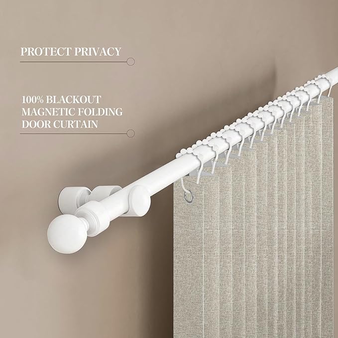 Jilron 100% Blackout Fabric Folding Door Curtain with Magnetic Closure - Accordion Style for Sliding Doors, Closets,Wardrobe and Temporary Door Solutions Doorway Curtains（W42 x L78, Beige 1 Panel）