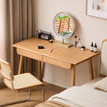 Solid Wood Desk, Mid Century Modern Home Office Desk, Computer Desk with Drawer for Writing Study Vanity 41.33" W