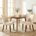 Wooden Dining Chairs Set of 2, Upholstered Farmhouse Fabric Dining Room Chair, Mid Century Kitchen Chair for Restaurant & Cafe, Beige