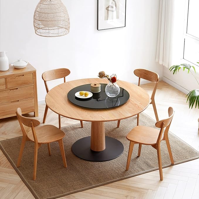 Modern Dining Chairs Set of 4, Solid Oak Wood Dining Chair with Comfortable Backrest, Sturdy Wooden Chairs for Kitchen, Dining Room