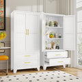GAIOUS Steel Pantry Cabinet, 71" Metal Storage Cabinets with 2 Doors, 2 Adjustable Shelf and 2 Drawers, Freestanding Storage Cabinet for Bedroom, Kitchen, Home Office (White)