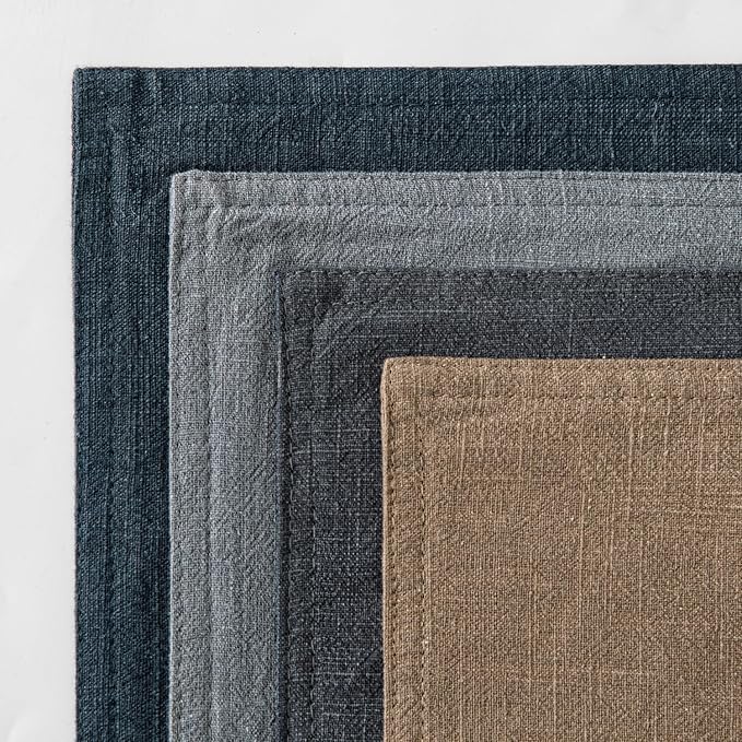 MIULEE Neutral Navy Linen Pillow Covers Pack of 4 Decorative Natural Throw Pillow Covers Soft Accent Boho Farmhouse Couch Pillowcases Coastal Home Decor for Living Room Bed Sofa 24x24 Inch