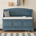 LUMISOL Shoe Storage Bench with Cushion, 41.7” Farmhouse Entryway Bench with Soft-Close Devices and Hidden Storage, Upholstered Storage Ottoman for Living Room, Entryway, Bedroom, Antique Navy