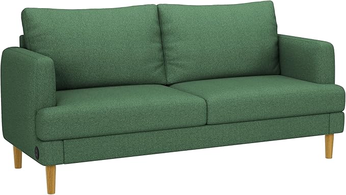 70" Modern Loveseat Sofa with USB Type-C Ports, Linen Fabric 2-Seater Deep Seat Couch, Cozy Small Couch Sofa for Living Room Bedroom Office Apartment (Green)