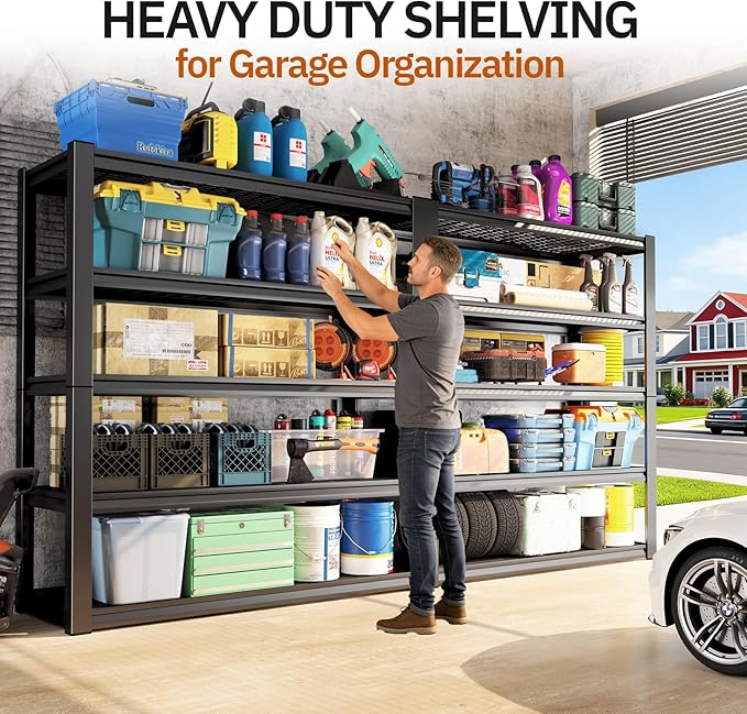 1500lbs Heavy Duty Garage Shelving, 5-Tier Adjustable Storage Shelves, 72" H x59 W x 19.6" D, Utility Wire Shelving for Warehouse, Basement, Garage