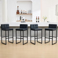 FIRAVOE Modern Bar Stools Set of 4, Upholstered Bar Height Barstools with Low Back and Thickened Metal Frame, 30-inch Tall Island Chairs for Kitchen Island, Bar, Counter (Black, 4Pcs 30" Bar Stools)