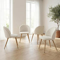Homy Casa Dining Chairs Set of 4 Farbic Accent Kitchen Chairs Set Scandinavian Style Side Chair Set for Living Dining Room Lounge, Metal Legs and Soft Seats, Beige 4PCS