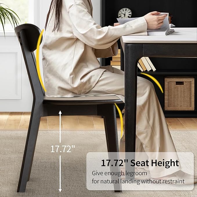 Modern Dining Chairs Set of 8, Solid Oak Wood Dining Chair with Comfortable Backrest, Sturdy Wooden Chairs for Kitchen, Dining Room