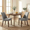 Wooden Dining Chairs Set of 2, Upholstered Farmhouse Fabric Dining Room Chair, Mid Century Kitchen Chair for Restaurant & Cafe, Light Grey