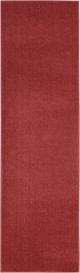 Nourison Home Nourison Essentials Brick Red 2'2" x 7'6" Area Rug - Easy Clean, Non Shedding, Bed Room, Living Room, Dining Room, Kitchen (8' Runner)