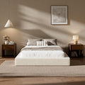 RECCI AirFrame Full Size Bed Frame, Cloud Upholstered Platform Bed Frame, 5 Inch Fully Boxy Foam Cushioned, Square Shape Base, No Box Spring Needed, Easy Assembly | Beige Chenille, Soft Low-Profile