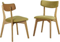 Christopher Knight Home Abrielle Mid-Century Modern Fabric Dining Chairs with Natural Oak Finished Rubberwood Frame, 2-Pcs Set, Green Tea / Natural Oak