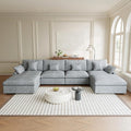 Modular Sectional Sofa Cloud Couch, 155.9" Oversized U Shaped Couch with Chaise Ottomans, Modern Minimalist Deep Seat Couches for Living Room, Sofa Covers Washable&Removable, Grey