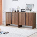 Bifins 31.5” Fluted Sideboard Buffet Cabinet with Storage,Mid Century Modern Small Wood Storage Cabinet with Arched Profile for Dining Room Kitchen Living Room (Brown 2pcs)