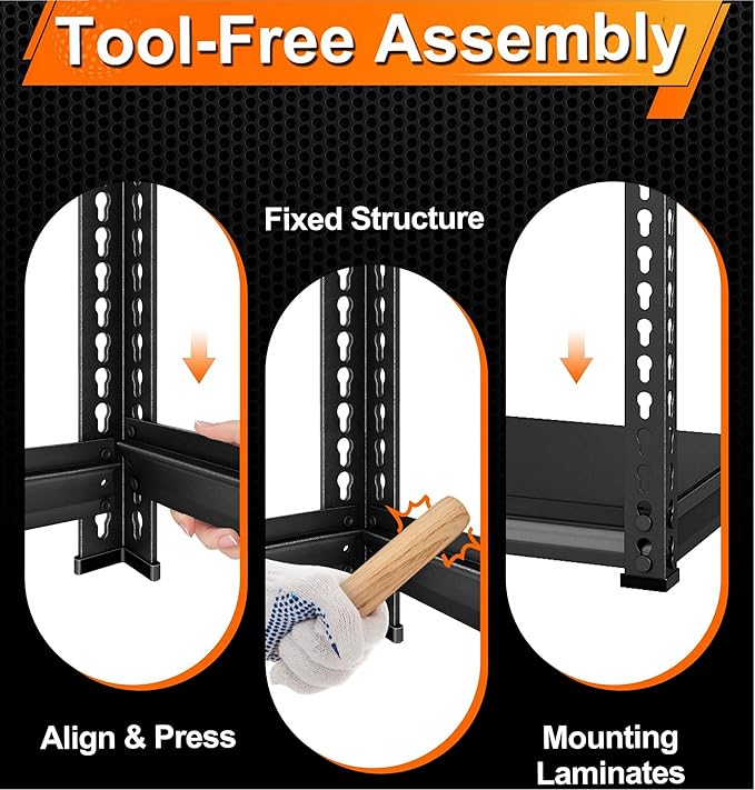 Metal Garage Shelving for Storage - 48'' W 3,000 Lbs Heavy Duty 5 Tier Utility Shelves Freestanding - Adjustable Rack Units for Basement Pantry Kitchen - 48" W x 24" D x 78" H Black
