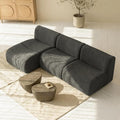 Curved Sectional Couch with Chaise Lounge, 3-Seat Reversible L Shaped Sofa, Deep Seat Sherpa Boneless Modular Couches for Living Room, 101" Modern Curved Sofas – No Assembly, Grey