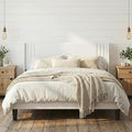 Gizoon Queen Bed Frame, Upholstered Platform Bed with Wingback and Modern Geometric Headboard, Wooden Slats, Noise-Free, No Box Spring Needed