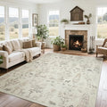 Srugn Washable Rugs 8x10 Area Rugs for Living Room,Bedroom,Dining Room- Large Ultra Soft Faux Wool Retro Carpet,Non Slip&Non-Shedding Low Pile Vintage Print Rug for Home Office Dorm Playroom-Brown