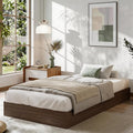 Twin Size Solid Wood Platform Bed with Sturdy Wooden Slats, Floor-Standing Bed Frame, Modern Minimalist Design Space-Saving Bed Frame, No Box Spring Needed, Space Saver, Easy Assembly, Walnut Wood