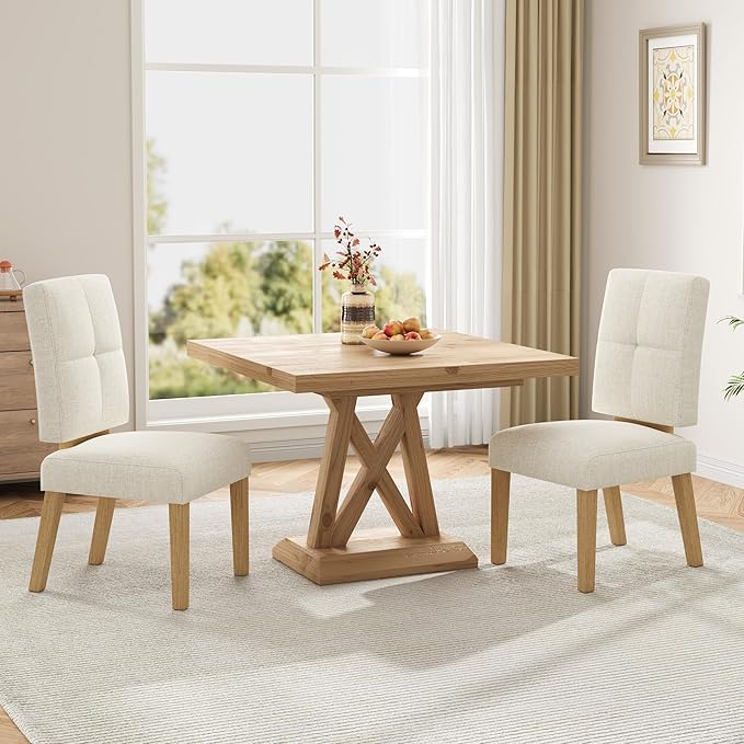 HOMRELEXA Wooden Dining Chairs Set of 2, Dining Room Chairs with Wood Legs, Cloud-Like Cushion & Reinforcement Structure Design for Kitchen/Living Room/Restaurant, Easy Assembly