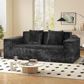 77'' Modern Cloud Loveseat Sofa in Chenille, Deep Seat Boneless Couches Includes 2 pcs Pillows for Living Room, Bedroom, Apartment(Black)