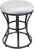 Vanity Stool, Grey Stools for Makeup Room, Round Ottoman Foot Stool, Velvet Footrest Vanity Chair for Bathroom, Bedroom, Living Room Furniture, Entryway, Offices