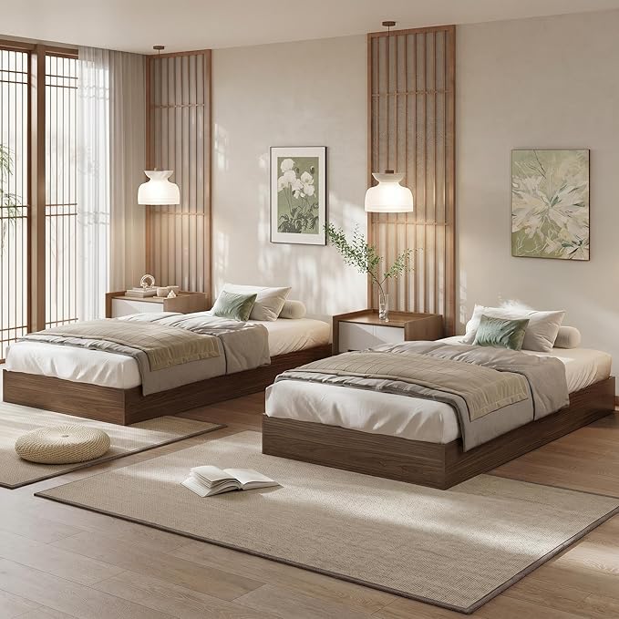 GarveeHome Twin XL Size Wood Platform Bed Frame, Wooden Bed Frame No Headboard, Wood Slat Support, No Box Spring Needed, Easy Assembly